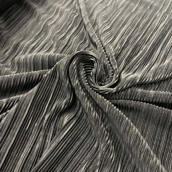 Black Crinkle Stretch Polyester Deadstock Fabric