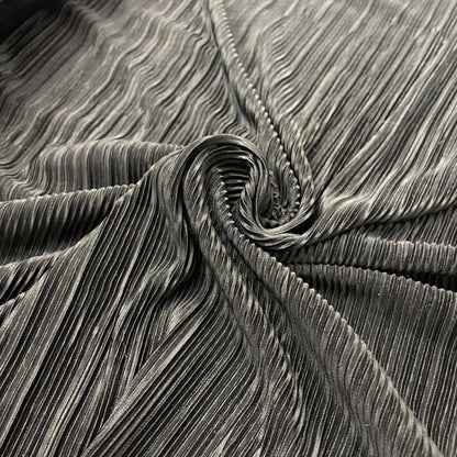 Black Crinkle Stretch Polyester Deadstock Fabric