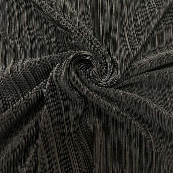 Black Crinkle Stretch Polyester Deadstock Fabric