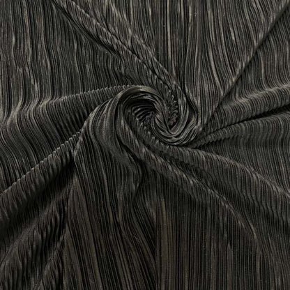 Black Crinkle Stretch Polyester Deadstock Fabric