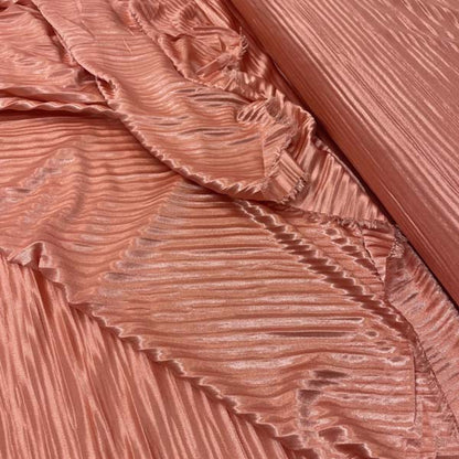 Rose Pink Crinkle Polyester Deadstock Fabric