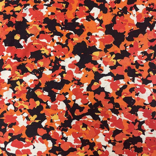 Abstract Camouflage Orange & Yellow Jersey Deadstock Fabric