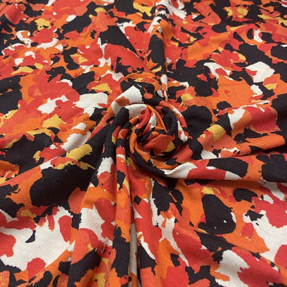 Abstract Camouflage Orange & Yellow Jersey Deadstock Fabric