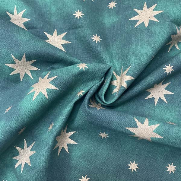 Green & Gold Star Cotton Deadstock Fabric