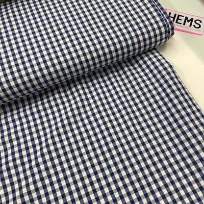 Navy & White Gingham Cotton Deadstock Fabric
