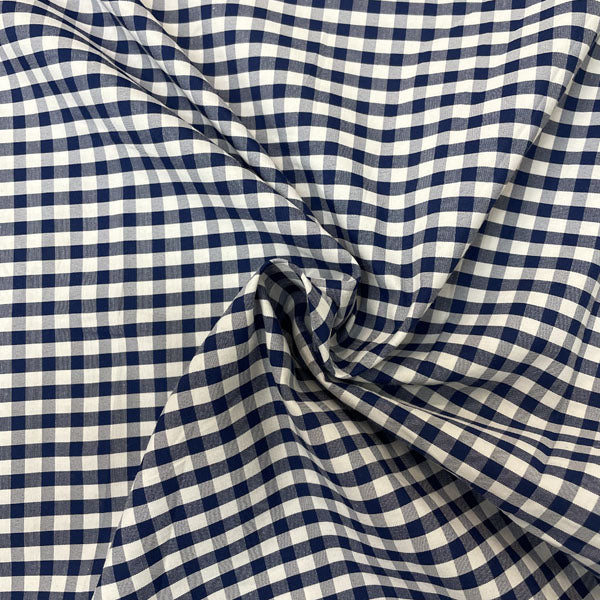 Navy & White Gingham Cotton Deadstock Fabric
