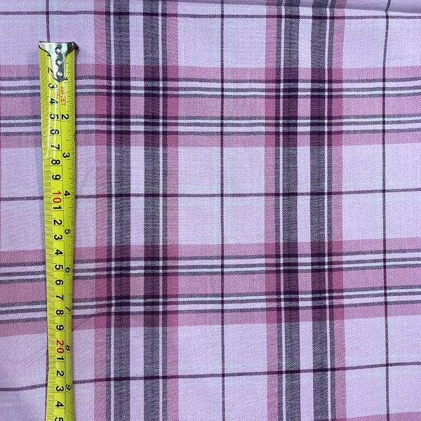 Pink Checked Brushed Cotton Flannel Deadstock Fabric