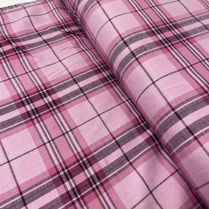 Pink Checked Brushed Cotton Flannel Deadstock Fabric