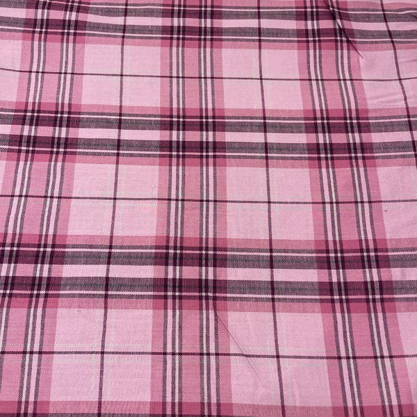 Pink Checked Brushed Cotton Flannel Deadstock Fabric