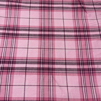 Pink Checked Brushed Cotton Flannel Deadstock Fabric
