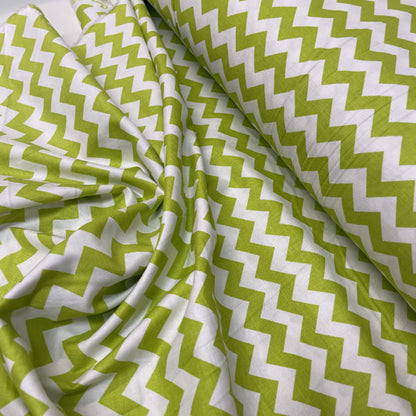 Riley Blake Lime Green Chevron 100% Cotton Deadstock Fabric