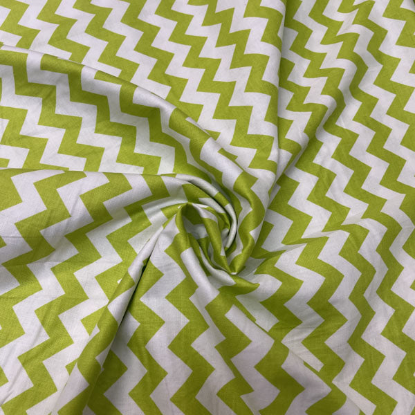 Riley Blake Lime Green Chevron 100% Cotton Deadstock Fabric