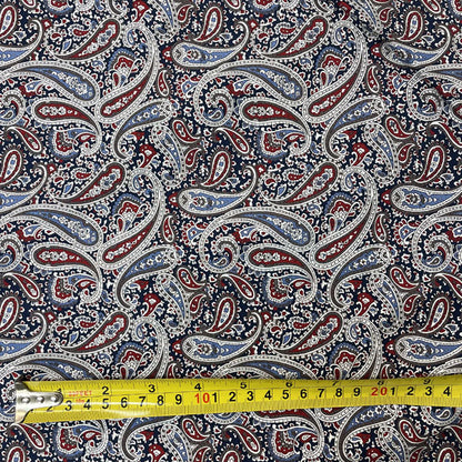 Burgundy & Navy Paisley Cotton Poplin Deadstock Fabric