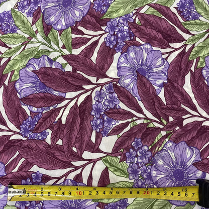 Pink & Purple Large Floral Viscose Deadstock Fabric