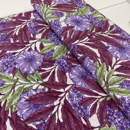 Pink & Purple Large Floral Viscose Deadstock Fabric