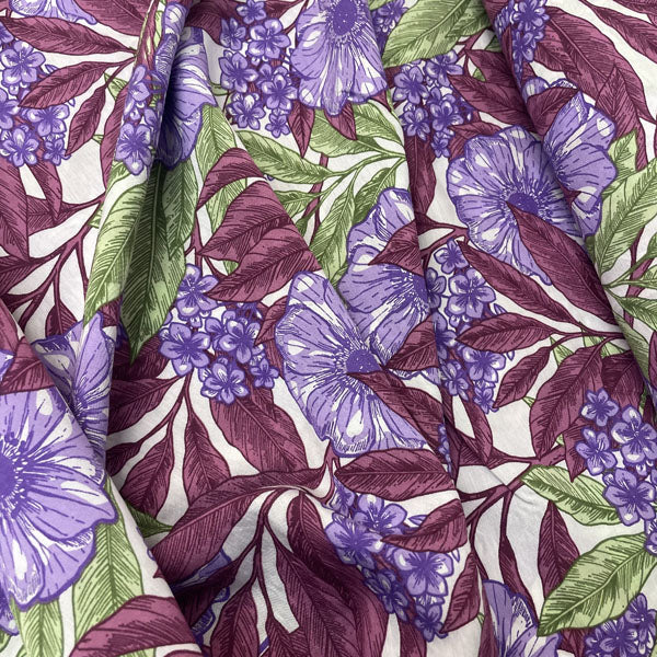 Pink & Purple Large Floral Viscose Deadstock Fabric