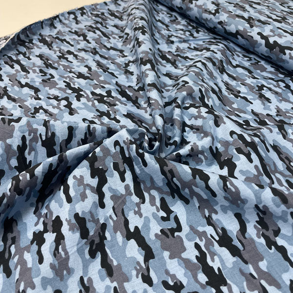 Blue Army Camouflage Cotton Deadstock Fabric
