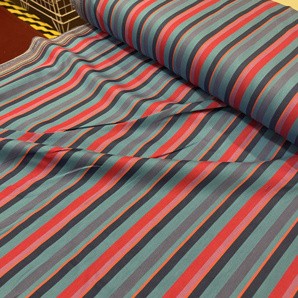 Deadstock Bright Blue Multi Stripe 100% Cotton Fabric