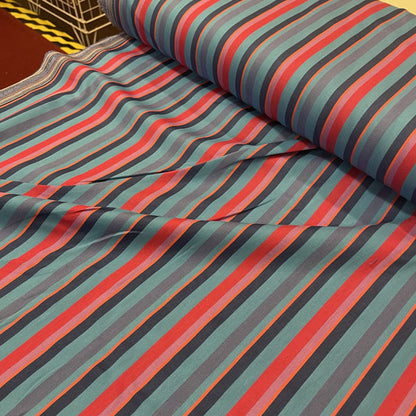 Deadstock Bright Blue Multi Stripe 100% Cotton Fabric