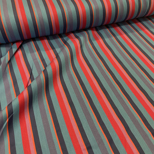 Deadstock Bright Blue Multi Stripe 100% Cotton Fabric