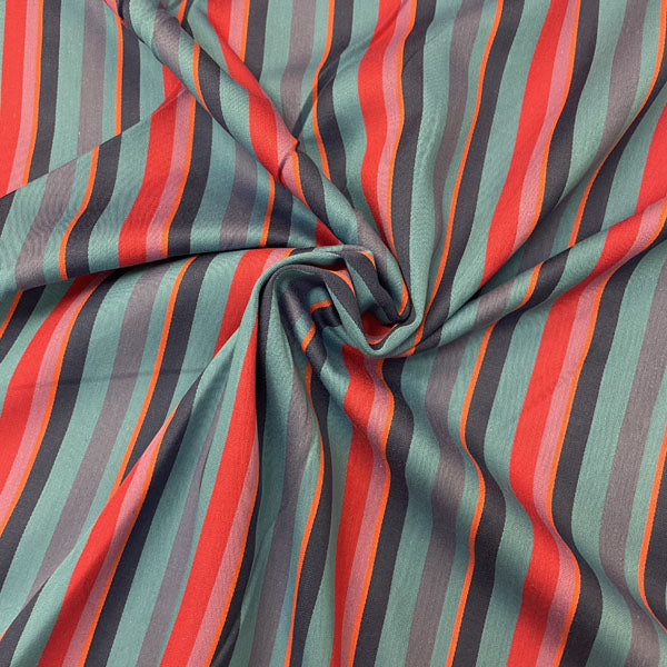 Deadstock Bright Blue Multi Stripe 100% Cotton Fabric
