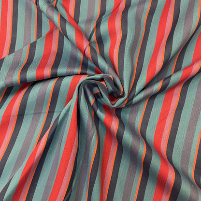 Deadstock Bright Blue Multi Stripe 100% Cotton Fabric