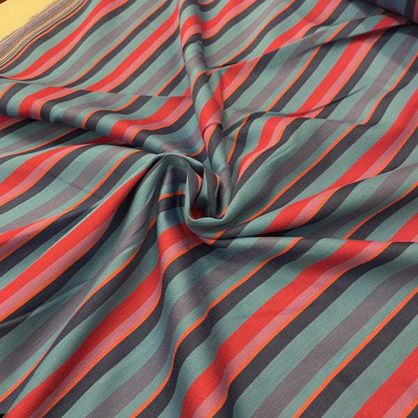 Deadstock Bright Blue Multi Stripe 100% Cotton Fabric