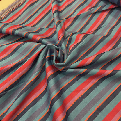 Deadstock Bright Blue Multi Stripe 100% Cotton Fabric