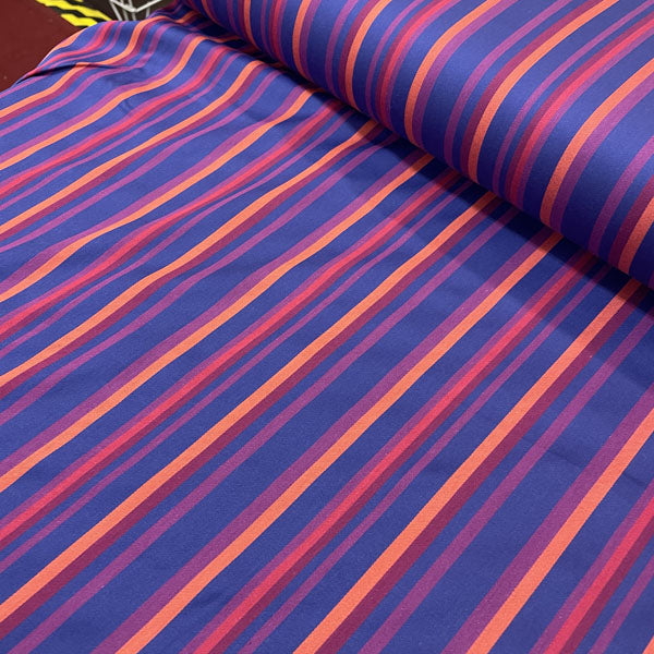Deadstock Navy Multi Stripe 100% Cotton Fabric