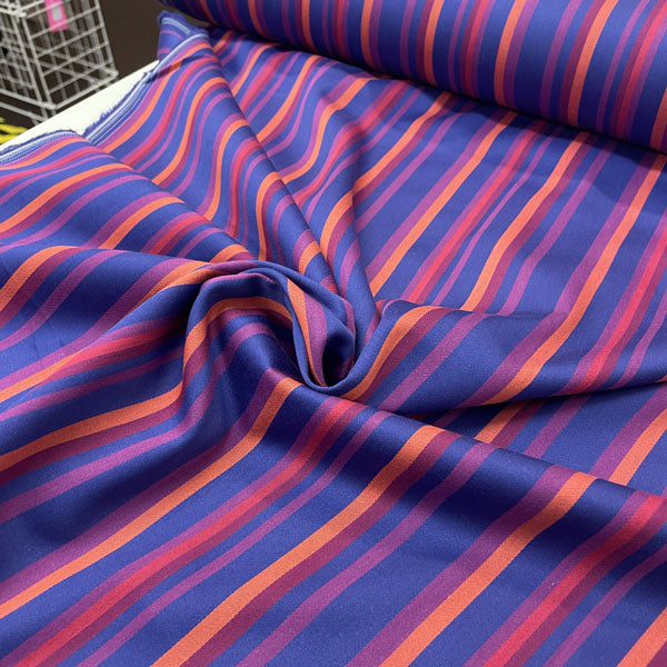 Deadstock Navy Multi Stripe 100% Cotton Fabric
