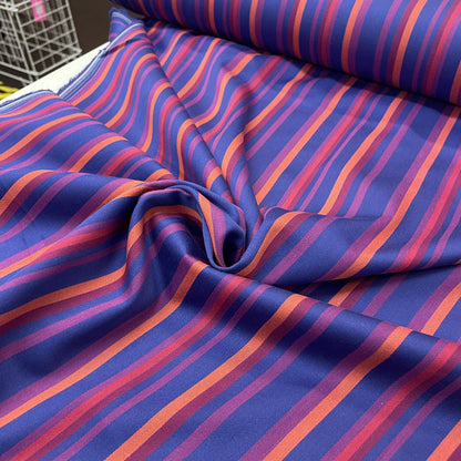 Deadstock Navy Multi Stripe 100% Cotton Fabric