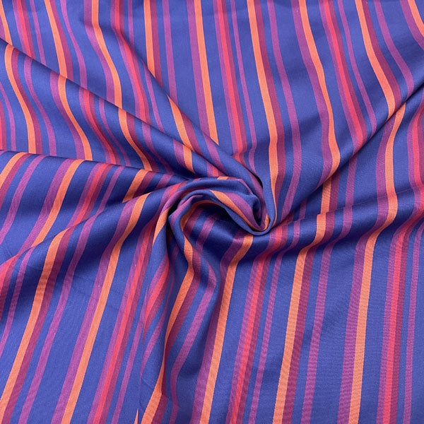 Deadstock Navy Multi Stripe 100% Cotton Fabric