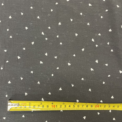 Deadstock Black & White Heart Print Viscose Dress Fabric