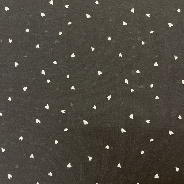 Deadstock Black & White Heart Print Viscose Dress Fabric