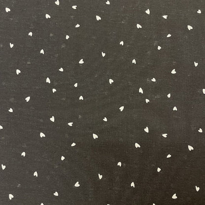 Deadstock Black & White Heart Print Viscose Dress Fabric