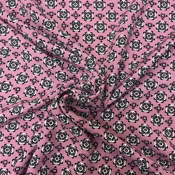 Deadstock Pink Abstract Kaleidoscope 100% Viscose Dress Fabric