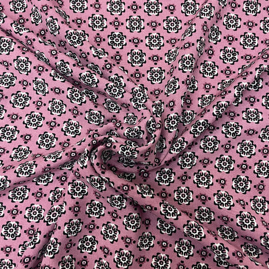 Deadstock Pink Abstract Kaleidoscope 100% Viscose Dress Fabric