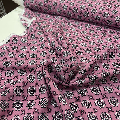 Deadstock Pink Abstract Kaleidoscope 100% Viscose Dress Fabric