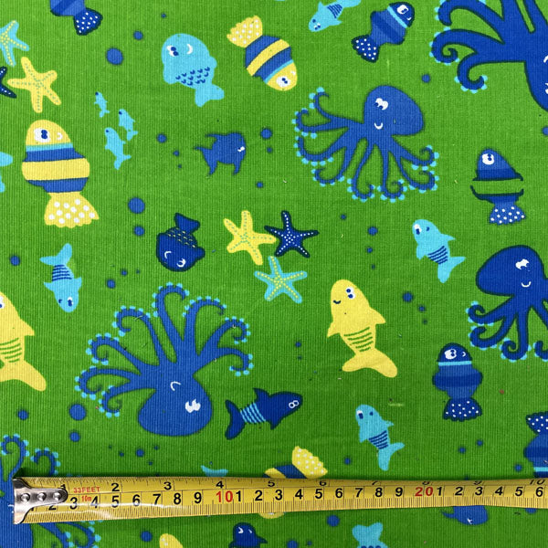 Deadstock Under the Sea Print Needlecord Fabric