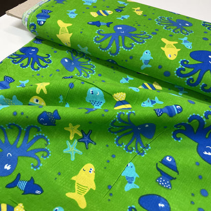 Deadstock Under the Sea Print Needlecord Fabric