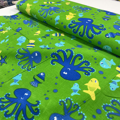 Deadstock Under the Sea Print Needlecord Fabric