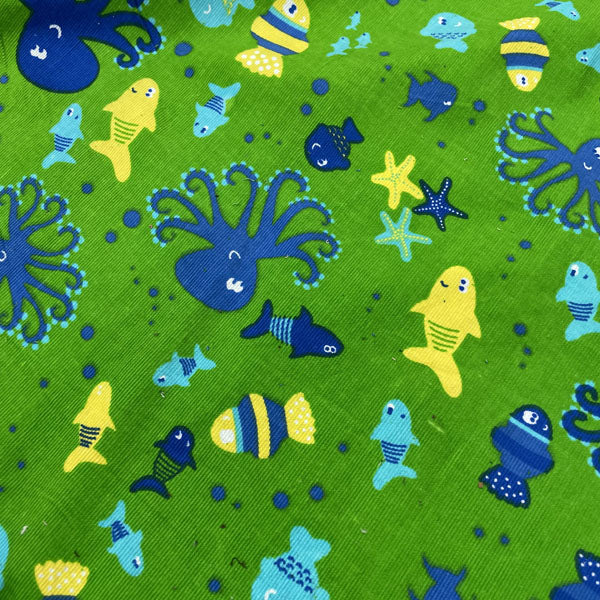 Deadstock Under the Sea Print Needlecord Fabric