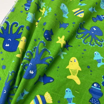 Deadstock Under the Sea Print Needlecord Fabric