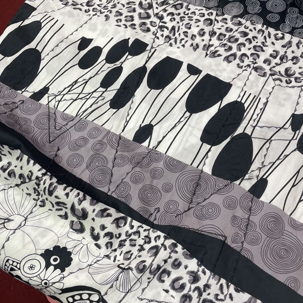 Deadstock Black & White Patchwork Embroidered Cotton Fabric