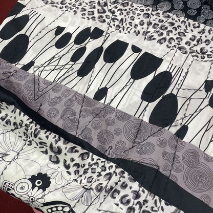 Deadstock Black & White Patchwork Embroidered Cotton Fabric