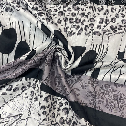 Deadstock Black & White Patchwork Embroidered Cotton Fabric