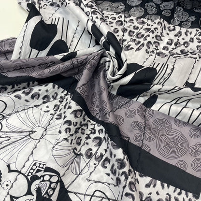 Deadstock Black & White Patchwork Embroidered Cotton Fabric