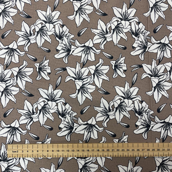 Deadstock Sand Lily Print 100% Cotton Canvas Fabric