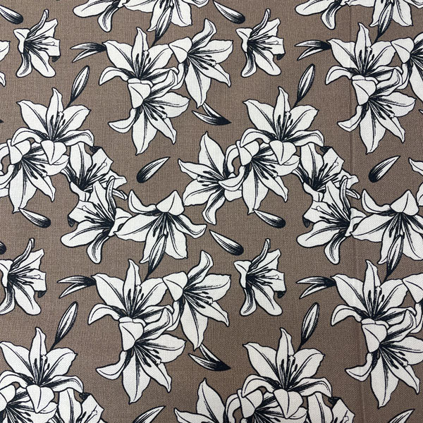 Deadstock Sand Lily Print 100% Cotton Canvas Fabric