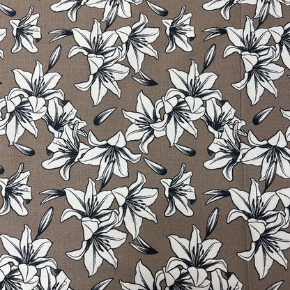 Deadstock Sand Lily Print 100% Cotton Canvas Fabric